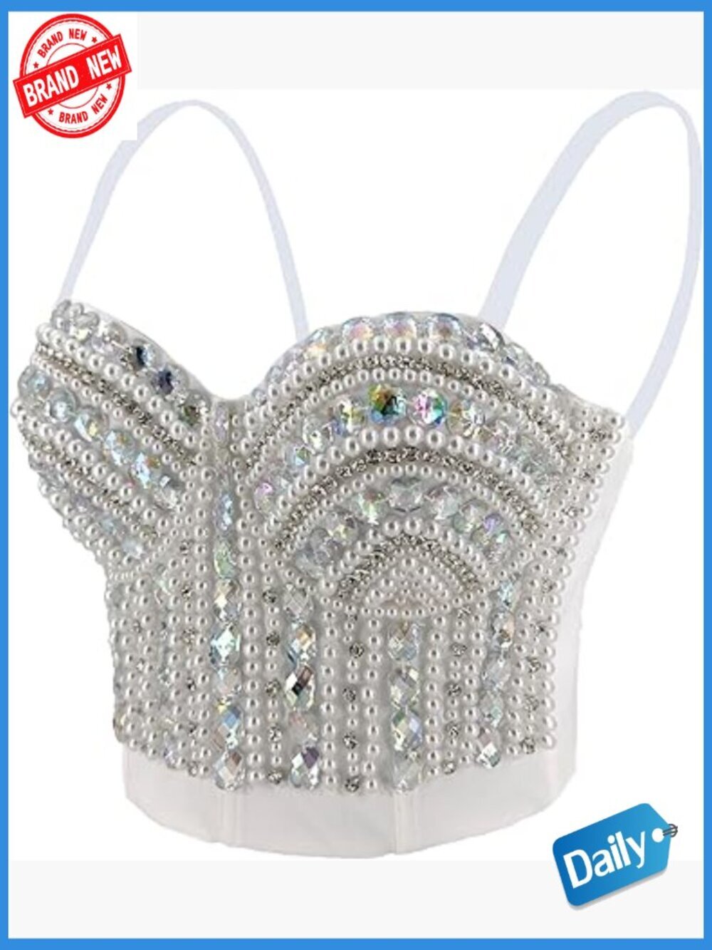 Women's Rhinestone Bustier Crop Top Corset Tube Top